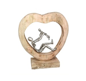 Décoration d'intérieur de luxe minimaliste en bois et métal de qualité durable, figurine romantique en forme de cœur dansant pour table, mariage, Saint-Valentin - Product Image 1