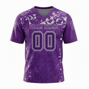 เสื้อซ้อมอเมริกันฟุตบอลแบบกำหนดเองสำหรับผู้ใหญ่ แขนสั้น ระบายอากาศได้ดี มีตัวเลือกไซส์ใหญ่ ด้านหน้า 100% โพลีเอสเตอร์ คอวี - Product Image 3