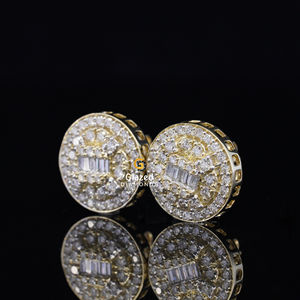 Fabulosos pendientes de moda para mujer de oro amarillo de 10kt, diamantes exclusivos, corte Baguette, compromiso brillante, aniversario de boda - Product Image 4