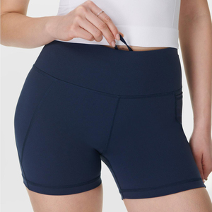 Véritable short de gymnastique pour femmes taille haute personnalisé Yoga Compression Athletic Training Pockets Seamless Workout Elastic Waist Solid - Product Image 2