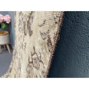 Turkish Vintage Runner Rug 2.2x9.3 ft, <b>Brown</b> <b>Wool</b> Rug - Product Image 4