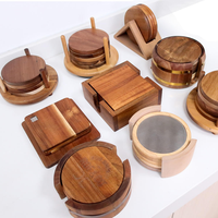 En gros, sous-verres en bois vierges, personnalisables, ronds et carrés, absorbants, pour boissons