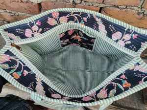 Indian Hand Block Quilted Floral Printed 100% Cotton Tote Shoulder Bag Eco-Friendly Durable for Daily Use Fashion for Summer - Product Image 5