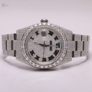 Reloj de pulsera incoloro con diamantes cultivados en laboratorio, reloj para hombre completamente helado, estilo Hip Hop, reloj de pulsera para él - Product Image 1