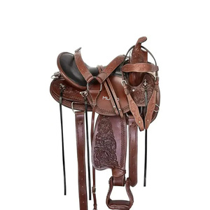 Selle de cheval en cuir de qualité supérieure Western Barrel Racing Trail du Pakistan comprend collier de poitrine Headstall Rein cuir véritable - Product Image 1