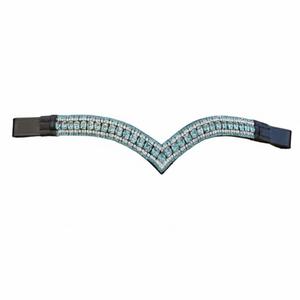 Banda Frontal para Caballo de Doma de Cuero Elegante de Calidad de Exportación, con Forma de V Profunda, Acolchada Suave, 5 Hileras, con Brillantes, Tamaños Personalizados - Product Image 3