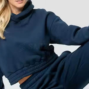 เสื้อฮู้ดเอวลอยสำหรับผู้หญิงเสื้อครอปมีสไตล์ - Product Image 5