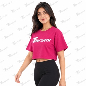 Tiierwear T-shirt court magenta pour femme, coupe ample, manches courtes, col rond, imprimé lettres - Product Image 5