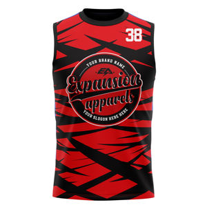 Camiseta sin mangas XL para gimnasio para hombre, ropa deportiva transpirable de secado rápido, capucha de poliéster con cuello en V, decoración con estampado sublimado - Product Image 1