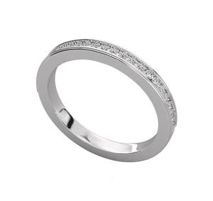 Fashion 925 <b>Silver</b> 14K Gold Plated Lab Grown Brilliant Cut Diamond Classic IGI Certified Women Half Eternity <b>Wedding</b> <b>Band</b> - Product Image 1