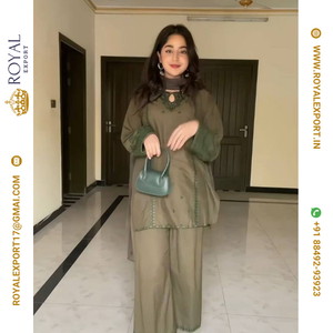 Nouveau Magnifiquement Designer Casual Wear Prêt à Porter Costume Plazzo Collection - Product Image 2