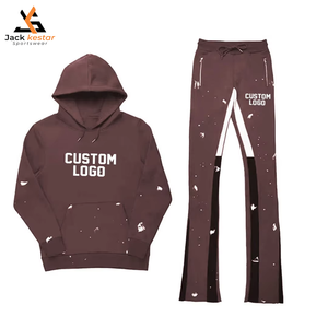 Conjunto Deportivo Unisex con Logotipo Serigrafiado, Pantalones Deportivos de Cintura Doble, Talla Grande, 100% Algodón, Conjunto Deportivo Informal con Cremallera Completa - Product Image 1