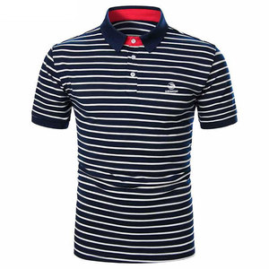 Polo d'été en pur coton Chemises polo à manches courtes assorties à rayures T-shirt polo en polyester à manches courtes décontracté de haute qualité - Product Image 1