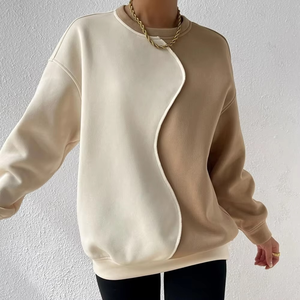 Sudadera informal de dos tonos con logotipo personalizado de alta calidad para mujer, sudadera de gran tamaño al por mayor, sudaderas con hombros caídos para mujer - Product Image 6