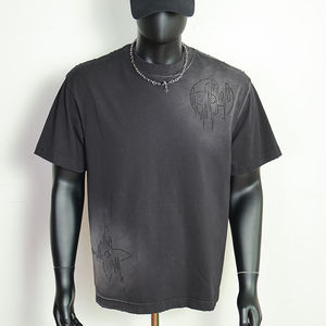 Camiseta Personalizada Vintage de Algodón 100% con Estampado Gráfico, Lavado Ácido, Corte Holgado y Recto, con Pedrería para Hombre - Fabricante - Product Image 4