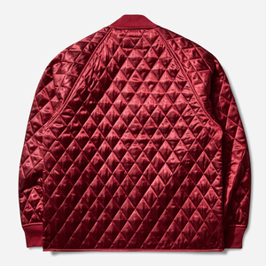 Chaqueta informal de otoño para hombre de primera calidad en rojo escarlata Forro de nailon acolchado elegante Capa exterior lavada ligera y cálida - Product Image 2