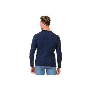 Pull en tricot bleu spécial modèle en détresse pour homme - Product Image 2