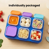 Boîte de rangement alimentaire en PP, boîte à bento, boîte à repas complémentaire, boîte à lunch à six compartiments, contenants amovibles avec fourchette et cuillère