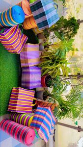 Sac à provisions en nylon à fermeture éclair réutilisable écologique personnalisé cosmétique sur support à rayures pour trousses de toilette maquillage de voyage à la mode - Product Image 3