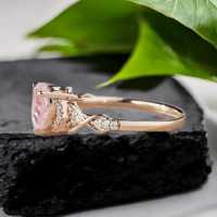 Klassischer Roségold-Plattierter Handgefertigter Verlobungsring mit Herzschliff Rosa Saphir für Damen und Mädchen 925 Sterling Silber für Festliche Anlässe