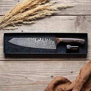 มีดเหล็กดามัสกัสทำด้วยมือด้ามไม้ระดับพรีเมียมทนทานทนทานยาวนานเป็นของขวัญที่สมบูรณ์แบบสำหรับพ่อครัวและช่างฝีมือ - Product Image 6