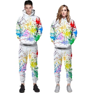 Vêtements de sport d'hiver personnalisés en gros pour hommes, ensemble deux pièces respirant à séchage rapide en polyester et élasthanne avec fermeture éclair et logo imprimé - Product Image 5