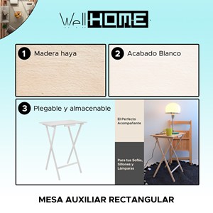 WELL HOME Comodino rettangolare pieghevole bianco 48x35x64 cm - Product Image 2