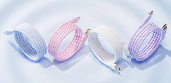 Durable 100W Magnetic Silicone Fast Charging Cable Tangle Free USB-C Self-Winding Pure Copper Conductor for iPhone & Computer
