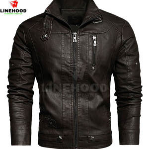 Logo personnalisé Veste en cuir de vache de haute qualité pour homme avec col montant Vêtements tendance pour homme - Product Image 1