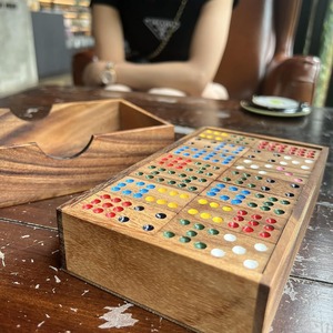 Caja de dominó de madera personalizada con 28 fichas de madera hechas en India Tienda de juegos de madera Juguetes promocionales de madera - Product Image 2