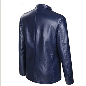 Venta directa transfronteriza de chaqueta de Otoño de gran tamaño para hombre, chaqueta de cuero gordo con cuello levantado para jóvenes para motociclismo - Product Image 5