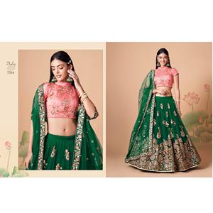 Elegante tela Chinon Lehenga Choli para fiesta con Zari hecho a mano y detalles de lentejuelas disponible al mejor precio - Product Image 1