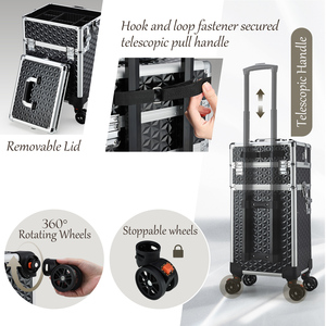 3 in 1 Rolling <b>Makeup</b> Trolley with Detachable Compartments Lockable Cosmetic Storage <b>Case</b> <b>on</b> <b>Wheels</b> Portable Salon Organizer - Product Image 4