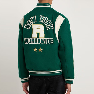 Custom Logo Clothing Manufacturers Custom Varsity <b>Jacket</b> Coat <b>Green</b> Varsity <b>Jacket</b> - Product Image 2