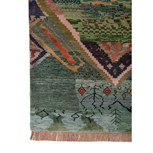 Tapis Manchaha 9x12 noué à la main en laine et soie de bambou, motif géométrique, pour salon et couloir, rectangulaire, Les-2899, gris et noir - Product Image 4
