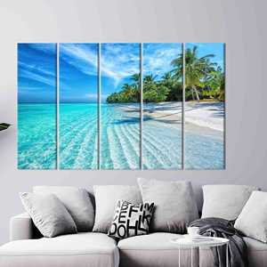 ภาพพิมพ์บนผ้าใบทิวทัศน์ชายหาดอันงดงาม - งานศิลปะวิวทะเล,5P:ห่อหุ้มอย่างดี - Product Image 1