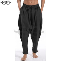 Pantalon sarouel Hakama à cordon personnalisé pour hommes, pantalon ample à entrejambe pour un confort décontracté, style coupe décontractée
