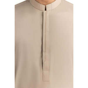 Trajes de Satén Beige de Corte Regular para Hombre, Estilo Oriental, para Verano, KP-STY26-001 - Product Image 3