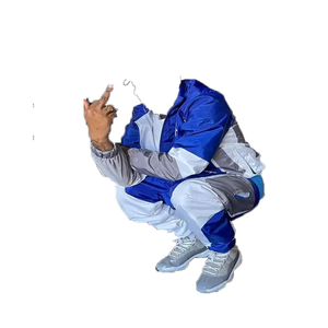 Chándal de nailon para hombre, conjunto de chaqueta y pantalones con cremallera, conjunto de chándal con logotipo personalizado, chándal transpirable de nailon y poliéster - Product Image 6