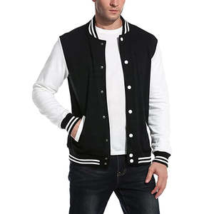 Veste de corps en laine pour hommes personnalisée avec manches en cuir pur broderie véritable CollegeBaseballjacket pour hommes - Product Image 4