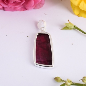 Piedra preciosa natural piedra turmalina Rosa oro amarillo 925 colgante de plata esterlina joyería hecha a mano regalo para joyería al por mayor - Product Image 3