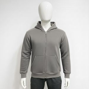 Sweat à capuche personnalisé de haute qualité, lavage à l'acide, 100% coton, épais, épaules tombantes, fermeture éclair, pour hommes - Product Image 1