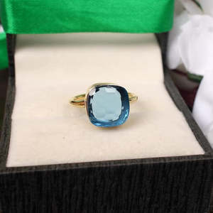 Bague Boho en argent sterling 92.5 platine certifiée IGI Londres Topaze bleue Turquoise Grenat Cut Stone Rhodium Plated Fine Jewelry - Product Image 5