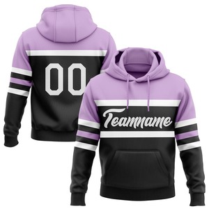 Sudadera con capucha de Jersey deportivo de línea morada claro blanco y negro cosido personalizado - Product Image 1