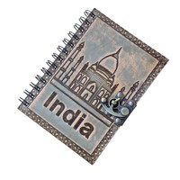 Journal à spirales relié, couverture rigide avec fermeture métallique, pages non lignées, 7 x 5 pouces