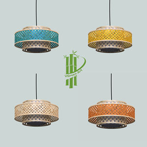 โคมไฟไม้ไผ่ตกแต่งทำด้วยมือสไตล์โมเดิร์นมีหลายสีที่ไม่ซ้ำใครที่เก็บของและชั้นวางแบบดั้งเดิมการออกแบบบ้านช่างฝีมือ - Product Image 2