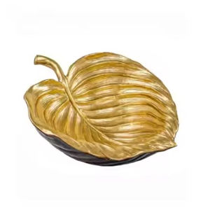 Bol de service au chocolat Plat de la meilleure qualité Taille personnalisée Feuille Bol décoratif Serveur à dessert en aluminium doré - Product Image 5