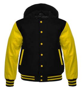 Dernière conception veste de baseball Varsity Lettermen à capuche pour hommes manches noires vestes d'hiver 2026 - Product Image 1