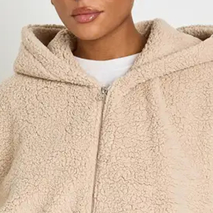 Sweat à capuche décontracté pour femmes en matériau sherpa avec un matériau confortable et respirant pour les commandes en gros, design de haute qualité, prix bas - Product Image 2