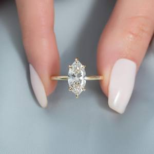 12x6mm Marquise Cut White Diamond <b>Solitaire</b> Engagement <b>Ring</b> Sterling <b>Silver</b> 18K Gold Plated Band Classic Bridal Wedding - Product Image 1
